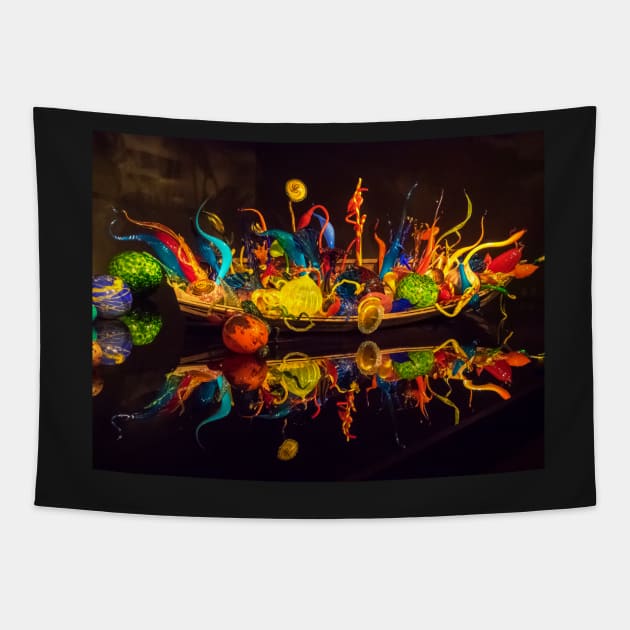 Boat with glass art Tapestry by algill