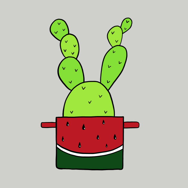 Cute Cactus Design #4: Watermelon Pot Cactus by DreamCactus