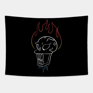 Flaming Fire Frozen Ice Skeleton Skull Tapestry