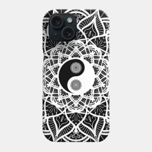 Geometric Yin Yang Mandala Symmetry YinYang Balance Meditation White Version Phone Case