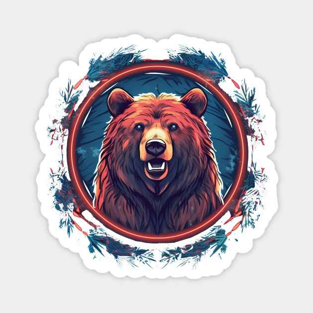 Grizzly Bear in Ornmament, Love Bears Magnet by logiamerch