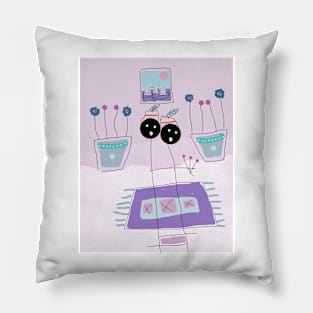 Kids Visiting Stick Figure Pillow