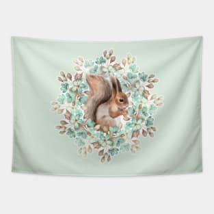 Squirrel and flowers Tapestry