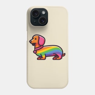 LGBTQ+ rainbow dachshund dog Phone Case