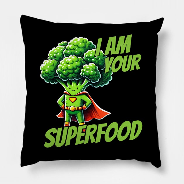 I am your Superfood healthy Food Brokkoli Pillow by DoodleDashDesigns