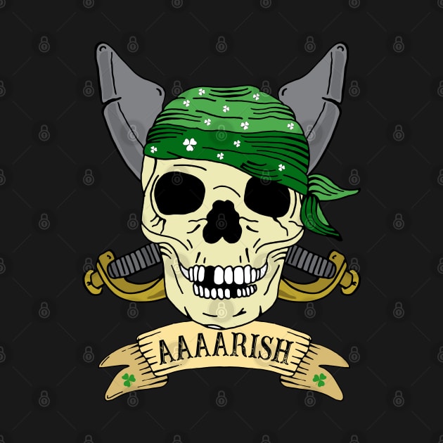 Funny Irish Pirate Skull Character by HotHibiscus