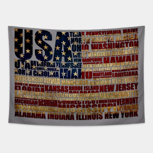 USA and its states in Stars and Stripes Tapestry by pASob