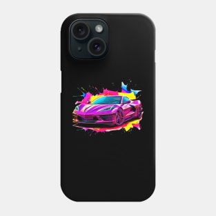 C8 Corvette Pink Color Splash Sportscar Racecar Supercar Phone Case