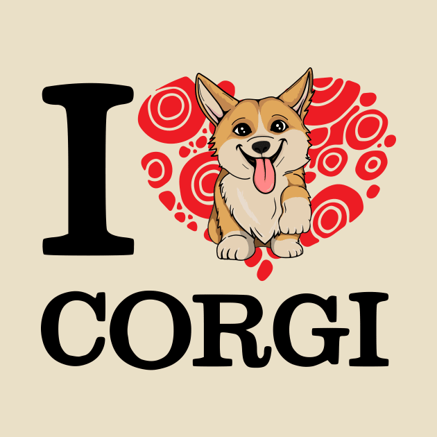 I Love Corgi White T-shirt by Filik
