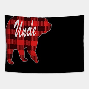 Uncle Bear Christmas Pajama Red Plaid Buffalo Family Tapestry