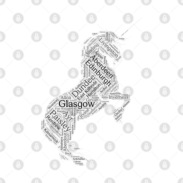 Scotland Unicorn with Scottish Cities Regions Areas by tnts