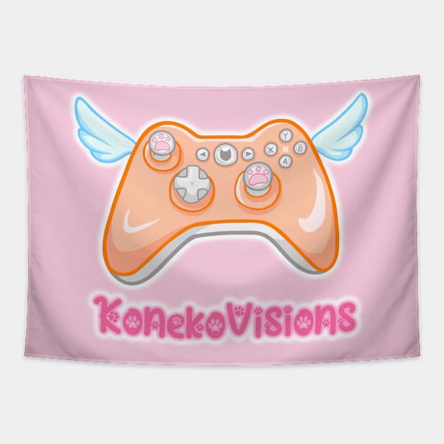 Orange Game Controller Tapestry by KonekoVisions