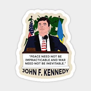 Peace need not be impracticable John F. Kenndy American Ukraine flag Magnet