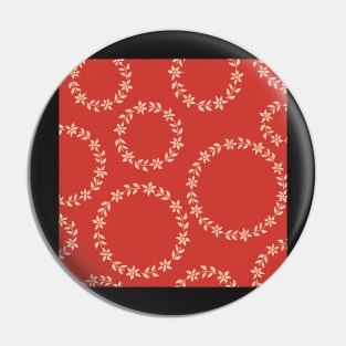 Vibrant Red Floral Wreath Pin