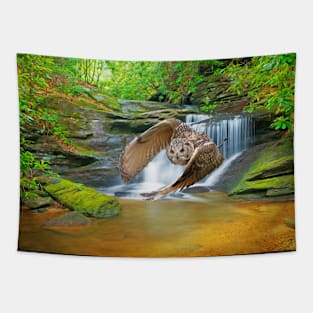 Horned Owl on the Prowl Tapestry