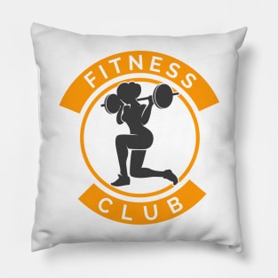 Fitness Club Logo with Woman and Barbell Pillow