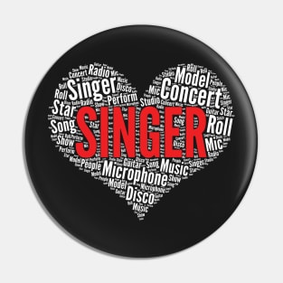 Singer Heart Shape Word Cloud Design graphic Pin