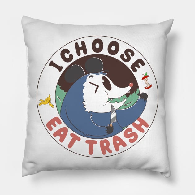 I Choose Eat Trash Pillow by Artthree Studio