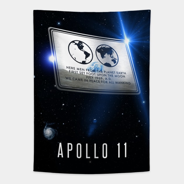 Apollo 11 metal plaque, 3D Tapestry by Synthwave1950