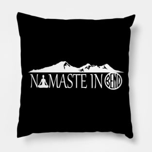 Namaste in Bend (white) Pillow