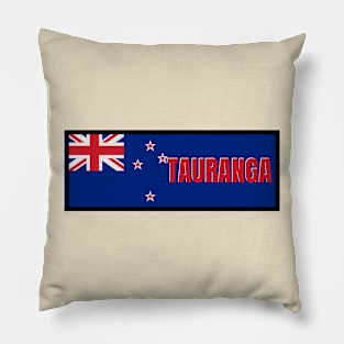 Tauranga City in New Zealand Flag Pillow