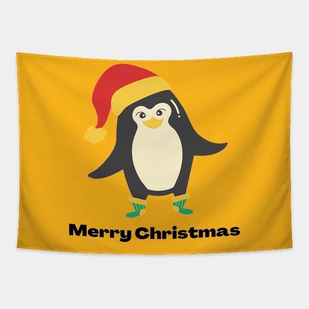 Merry Christmas - Penguin Tapestry by Christamas Clothing