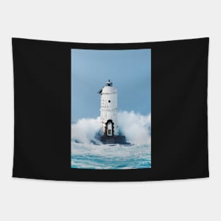 Old Lighthouse In The Storm Tapestry