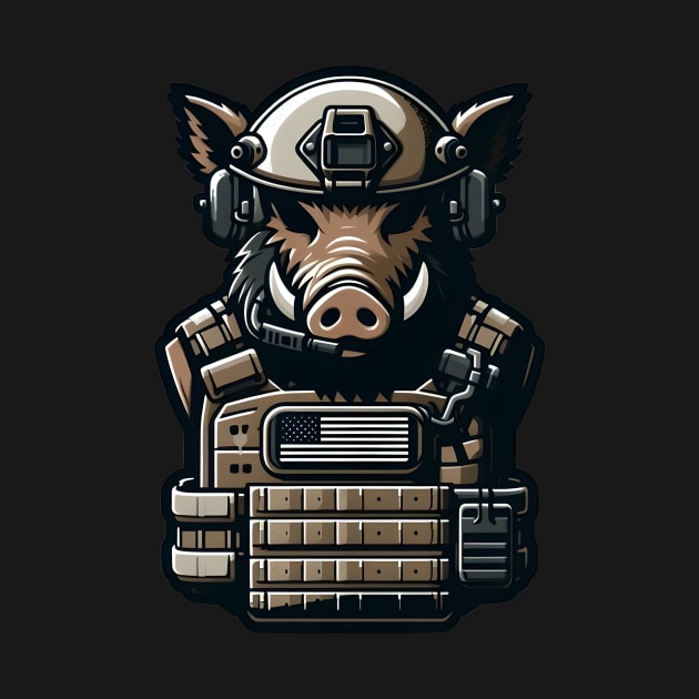 Tactical Wild Boar Adventure Tee: Unleash the Beast Within by Rawlifegraphic