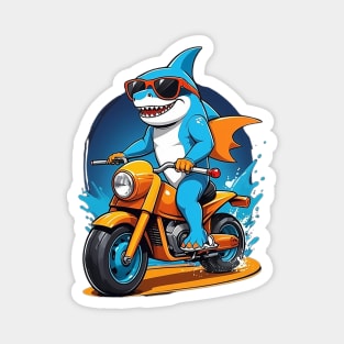 Motorbike Riding Shark Magnet