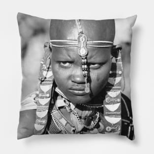 Portrait of a Maasai Warrior Pillow