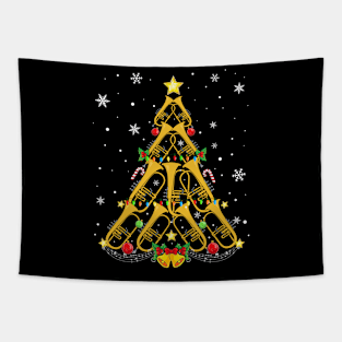 Funny Christmas Trumpet Player Xmas Tree Trumpet Men Women Tapestry