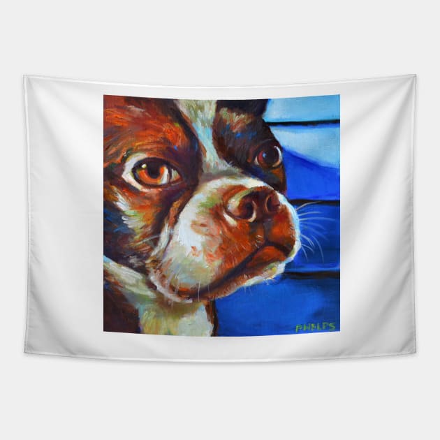 Classy Hank the BOSTON TERRIER Tapestry by RobertPhelpsArt