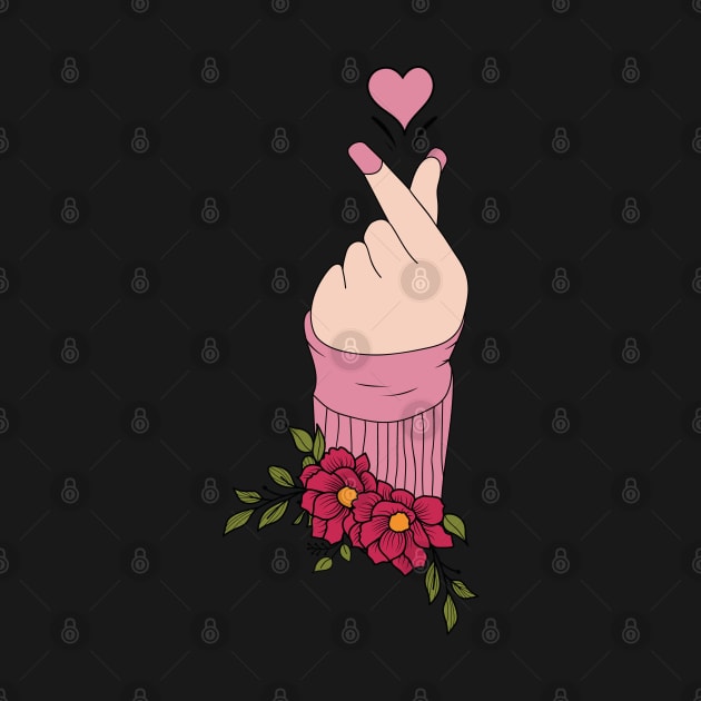 Korean Finger Heart Symbol Kpop Love Aesthetic by uncommontee