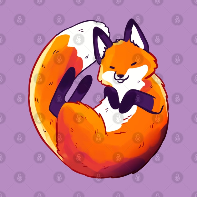 Cute sleeping fox illustration by Yarafantasyart