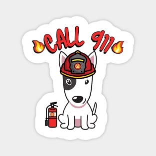 Firefighter Bull Terrier Magnet