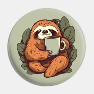 Sloth with coffee Pin