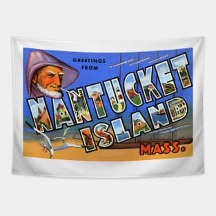 Greetings from Nantucket Island, Mass - Vintage Large Letter Postcard Tapestry