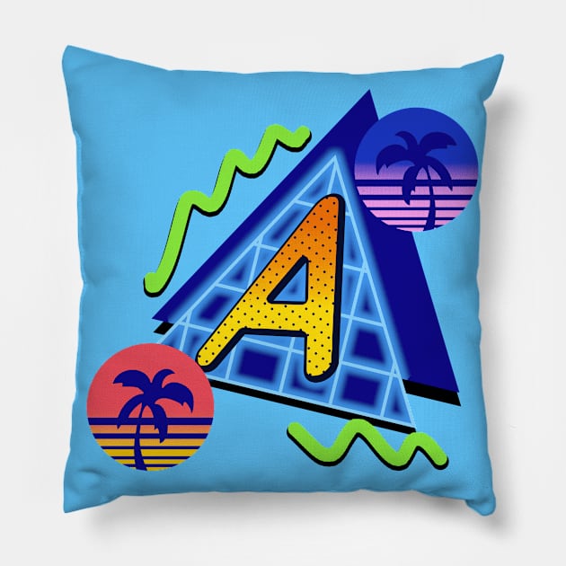 Initial Letter A - 80s Synth Pillow by VixenwithStripes