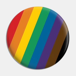 Philadelphia Rainbow Pride Flag (Proud LGBTQ+ Community Pride Flag) Slanted Version Pin