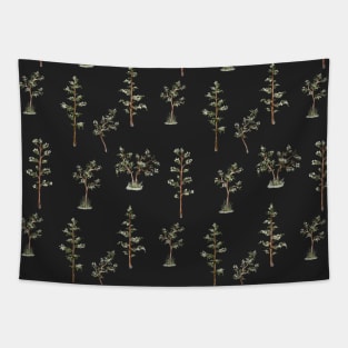 Forest Seamless Pattern on Black Tapestry