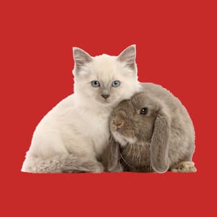 Kitten and Bunny Rabbit Best Friends T-Shirt