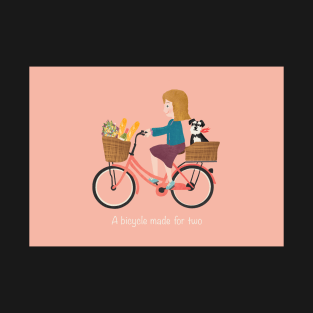 Lady on a red Dutch bike with a dog and a picnic T-Shirt