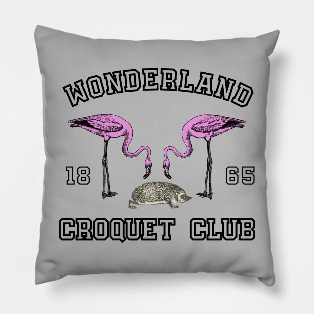 Lispe Wonderland Croquet Club Flamingos & Hedgehog Pillow by Lispe