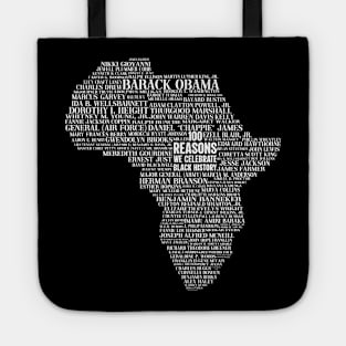 100 Reasons we celebrate black history, Africa, Black History, typography Tote