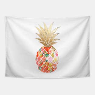 Aloha pineapple, orange + faux gold Tapestry