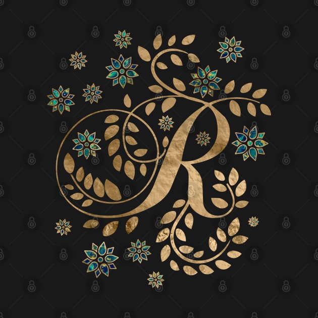 Luxury Golden Calligraphy Monogram with letter R by Nartissima