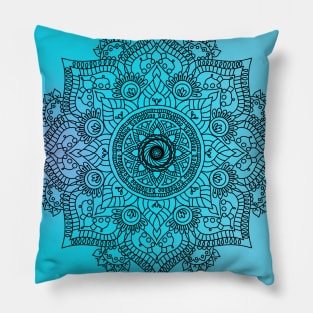 Flower mandala in blue Pillow