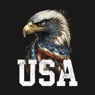 Patriotic Bald Eagle 4th Of July Men USA American Flag T-Shirt