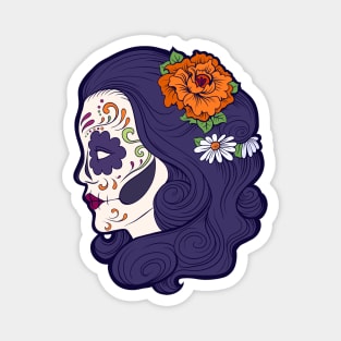 Sugar Skull Purple Blaze Design Magnet