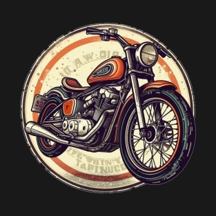 Rustic Charm: A Distressed Vintage Motorcycle Drawing T-Shirt